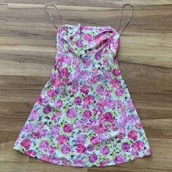 For Love & Lemons Paulina Mini Dress Small Short Lace Up Romantic Feminine NWT - Picture 2 of 12